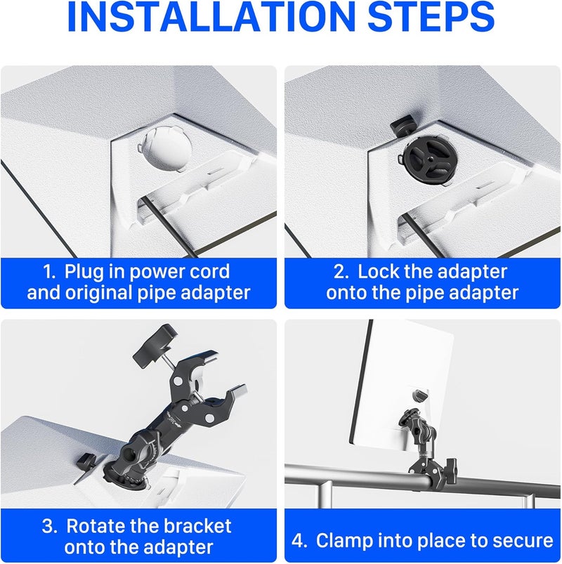 AUDEETO 2025 Starlink Mini Mount, Starlink Mini Pipe Adapter and Flat Mount for RV, Pole, Yacht, Camper, Guardrails, Starlink Mini Accessories for Outdoor Travel - Image 4